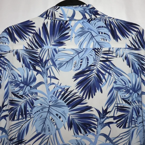 Cotton & Co. Blue Tropical Botanical & Palm Leaf Button Up Shirt. XL. NWOT. - Picture 12 of 13